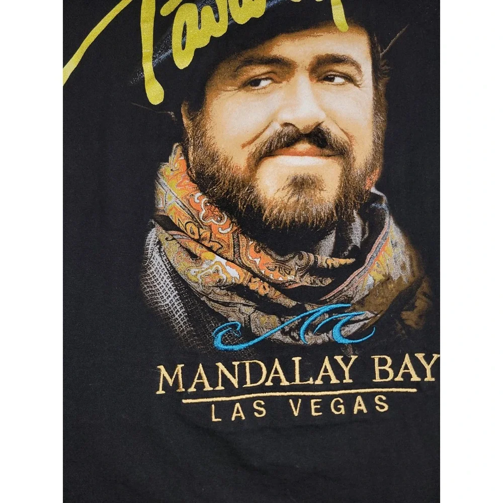 Vintage‎ Luciano Pavarotti Opera Tour T-Shirt Mandalay Bay Large Embroidered